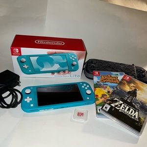 Nintendo Switch Lite Bundle w/case, Animal Crossing, Zelda & SD card